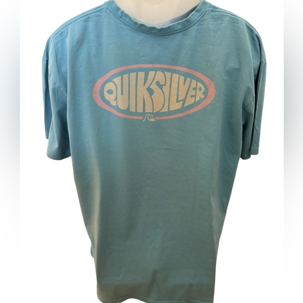 QUIKSILVER Logo Sky Blue Tee Shirt Men 2XL XXL